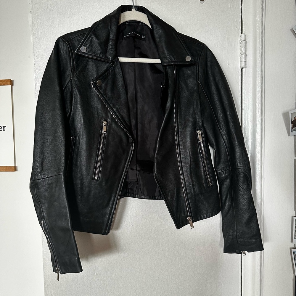 Zara leather biker jacket